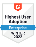 Highest User Adoption Enterprise G2 Badge