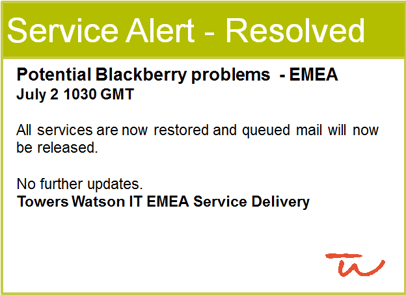 Outage Notification Template it outage notification templates at towers watson snapcomms