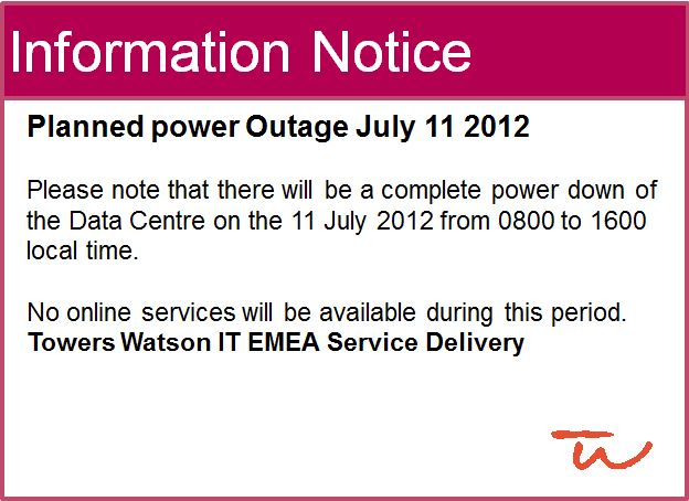 it outage notification templates at towers watson snapcomms notification template
