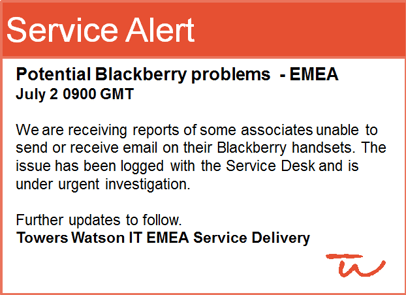 IT Outage Notification Templates at Towers Watson SnapComms
