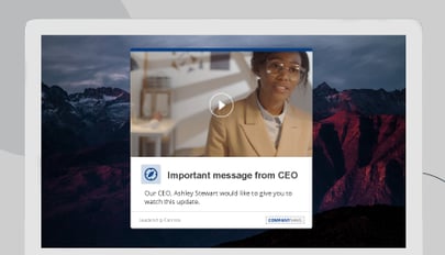 CEO message video alert on desktop