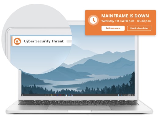 IT outage messages on laptop