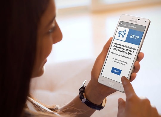 ceo briefing rsvp messaging on mobile