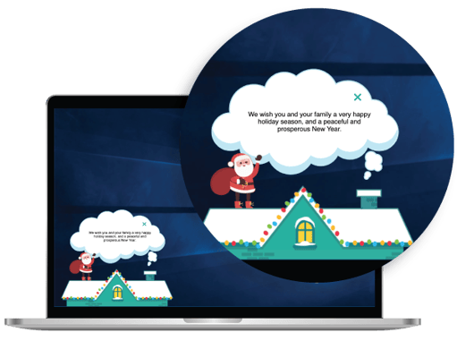 desktop alert christmas message on laptop