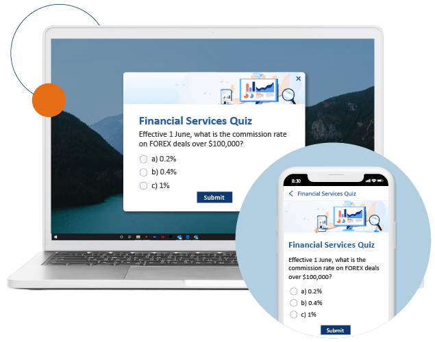 Employee quiz on laptop and mobile