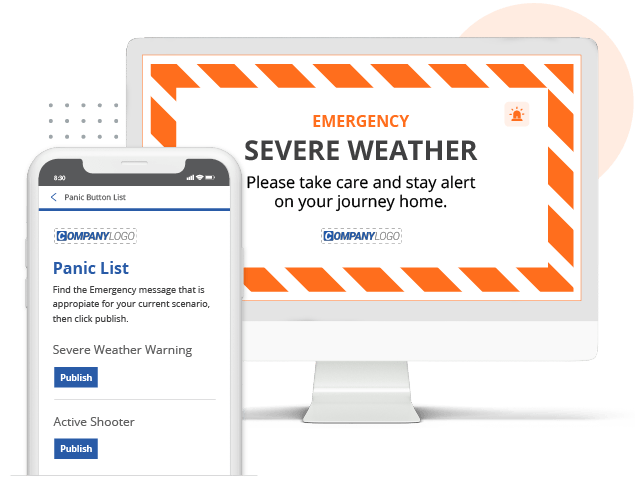 severe weather waning alert on screen and panic button list