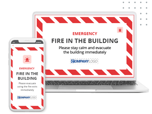 Fire in building emergency alert