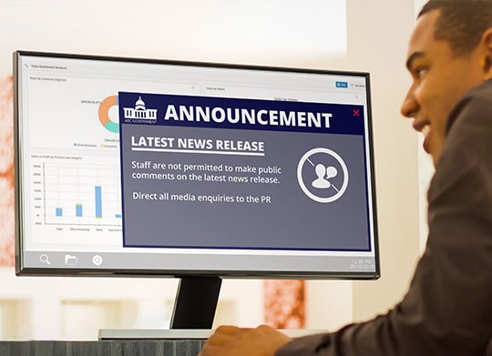 Government styled desktop alert