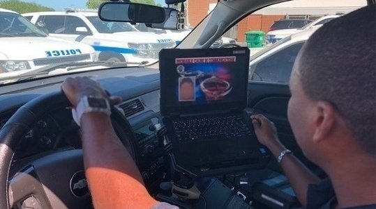 police officer patrol car