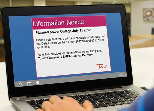 Towers Watson IT outage notification