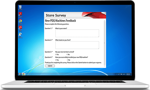 store survey on laptop