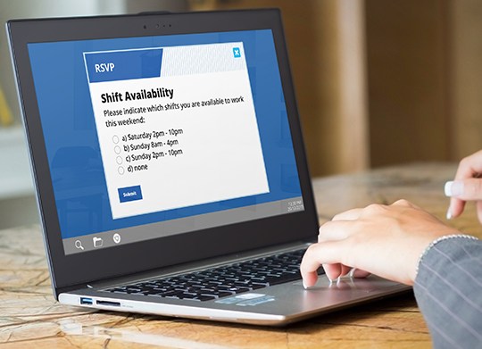 shift workers rsvp alert on laptop