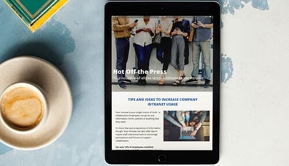 intranet newsletter on tablet