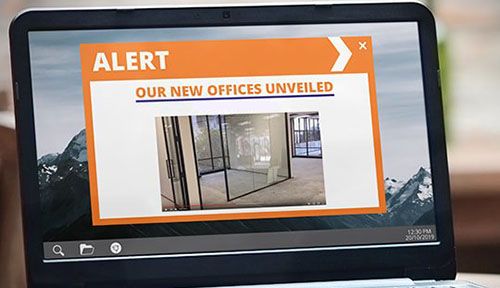 office move alert on laptop
