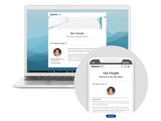 Internal newsletter desktop and mobile