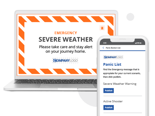 Severe weather full screen alert and mobile panic list