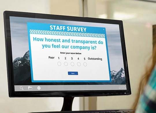 Employee survey on desktop 